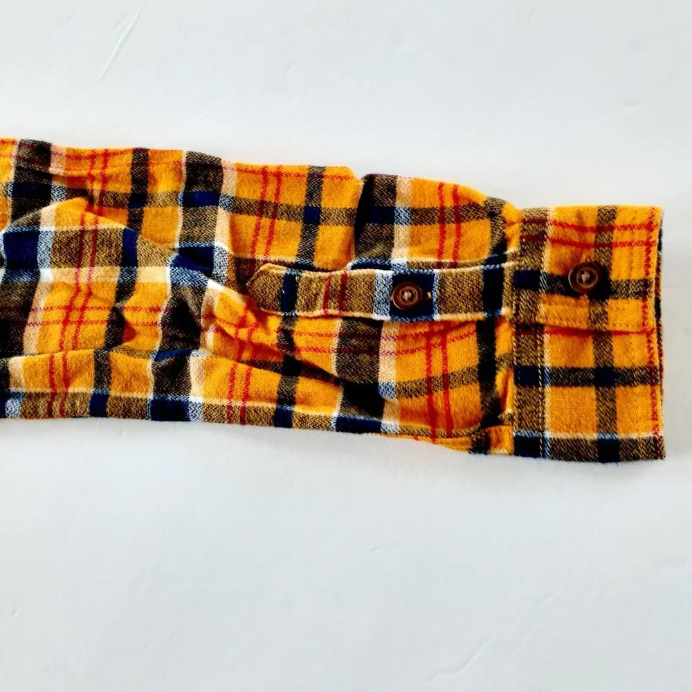Sonoma Boys Shirt Flannel Yellow Plaid Button Down Size 10 New